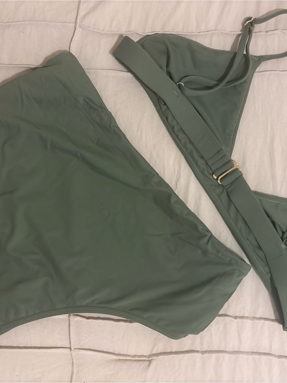 High-Waist Olive Green Bikini Set - Women Swim - Picture 3 of 5